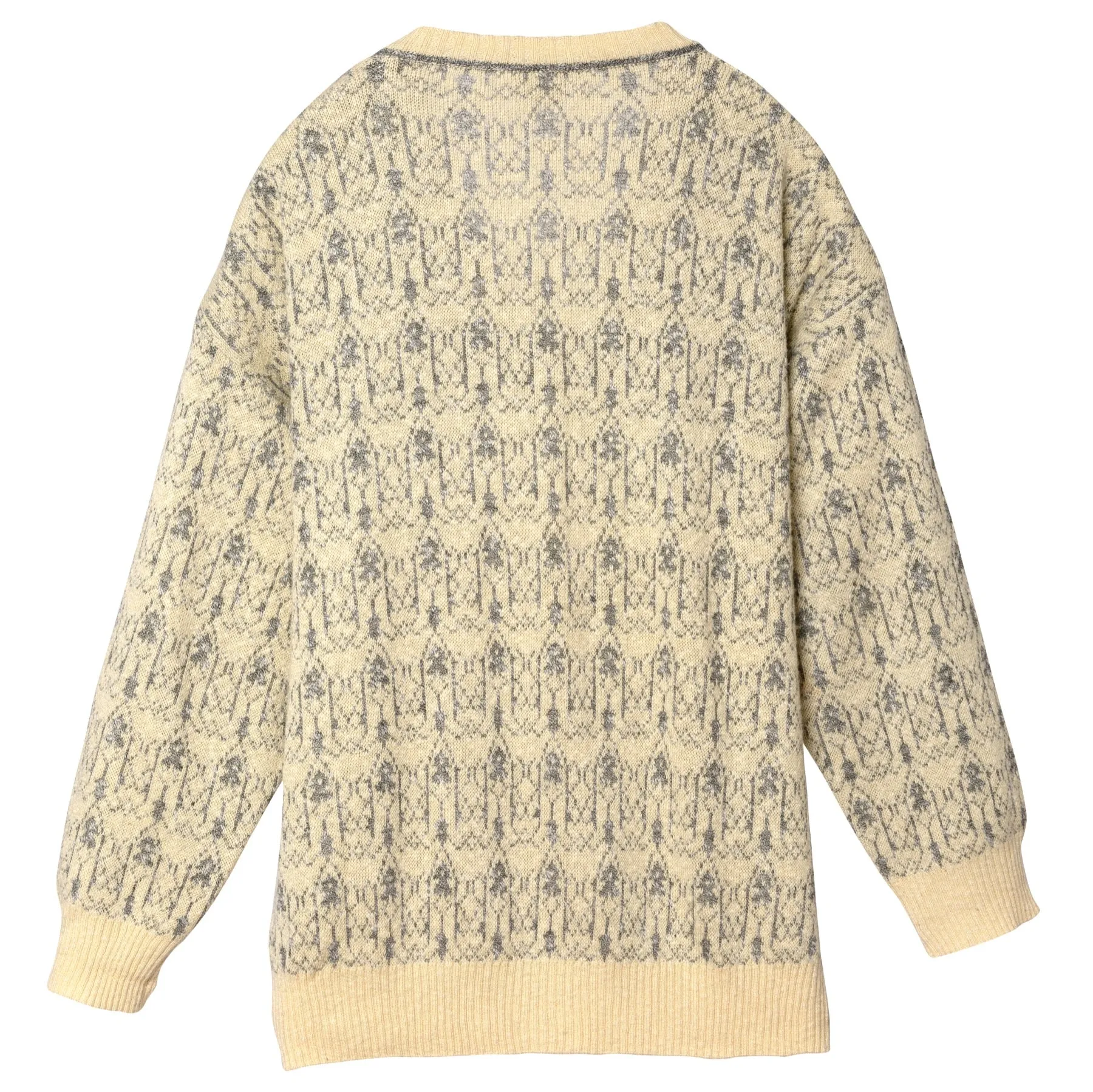70s Vintage Jacquard Deep V Neck Jumper