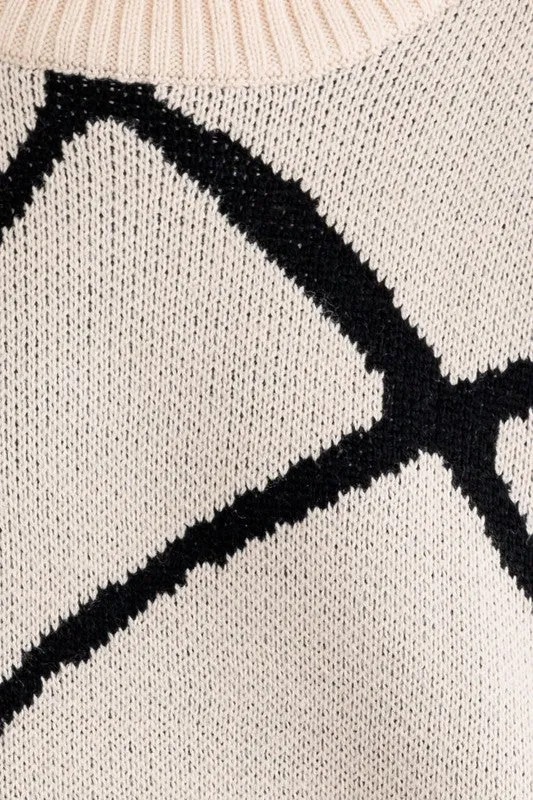 Abstract Pattern Oversized Sweater