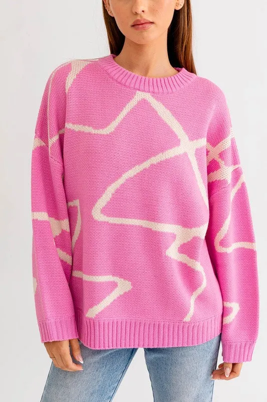 Abstract Pattern Oversized Sweater