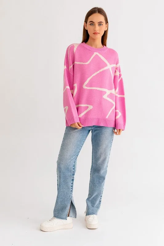 Abstract Pattern Oversized Sweater
