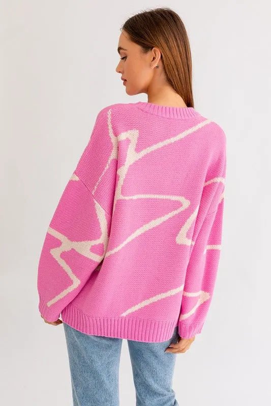 Abstract Pattern Oversized Sweater