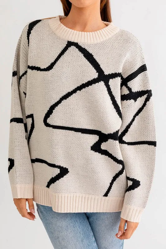 Abstract Pattern Oversized Sweater