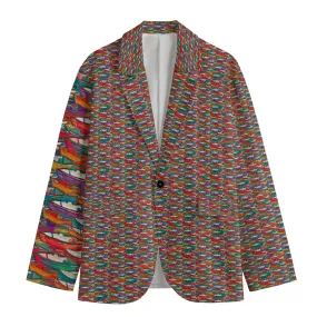 All-Over Print Men's Casual Flat Lapel Collar Blazer | 245GSM Cotton-boat print