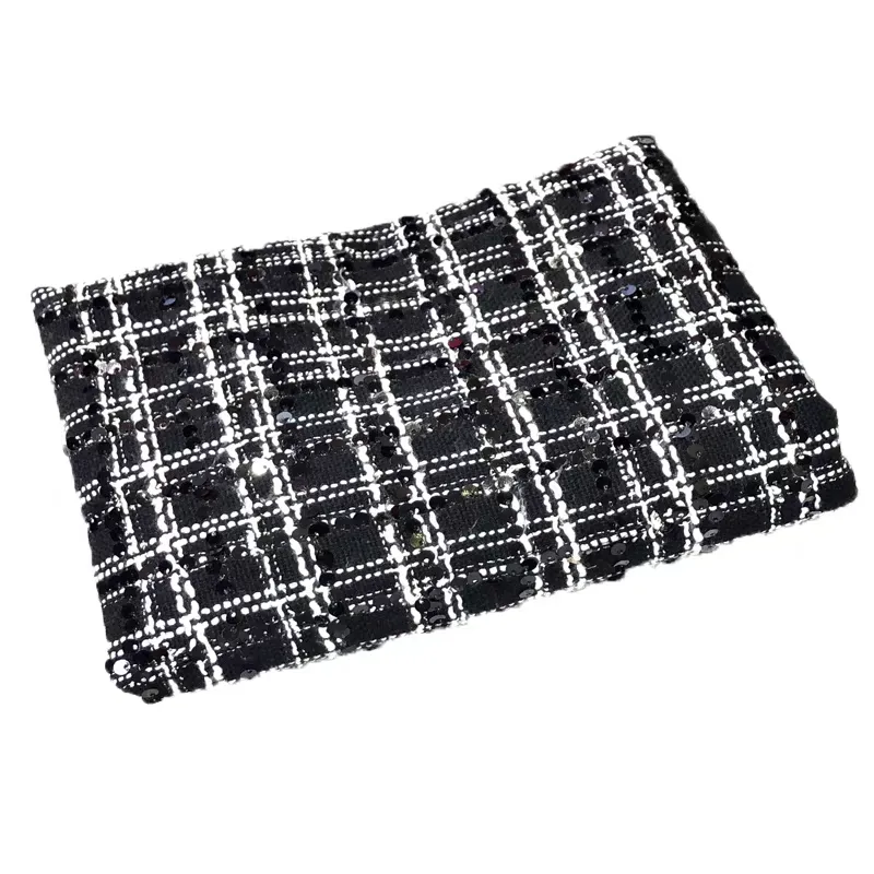 Autumn and winter small fragrant style woolen sequin embroidered fabric woolen woven woolen fashion coat skirt clothing handmade diy
