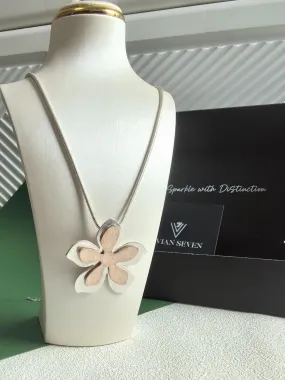 Big Colorblock Flower Pendant Long Snake Chain Statement Necklace