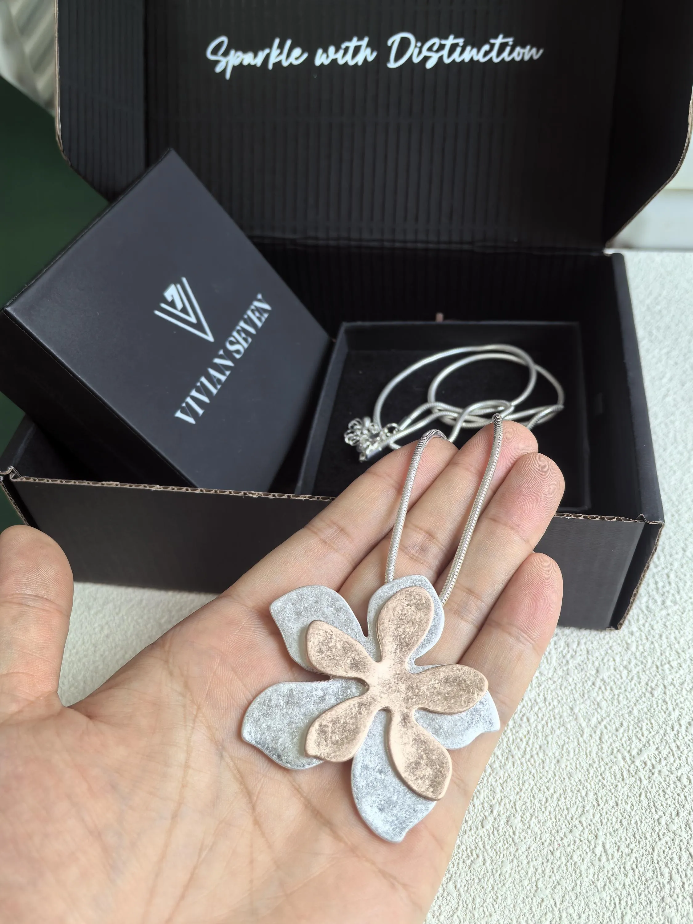 Big Colorblock Flower Pendant Long Snake Chain Statement Necklace