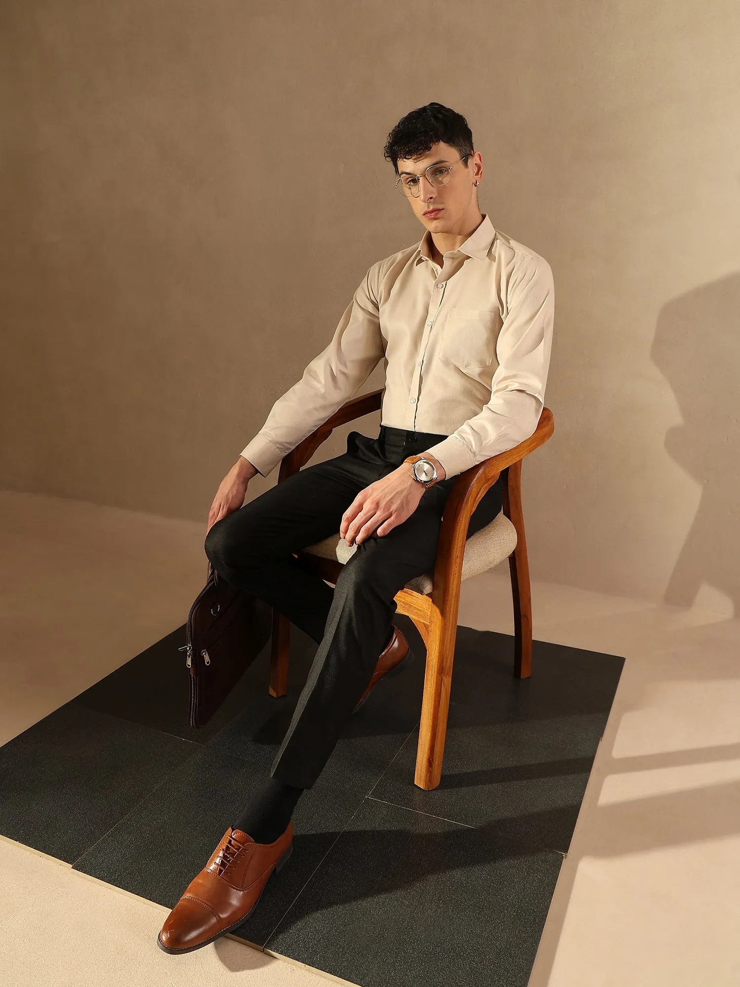 Black Tapered Fit Pleated Trousers