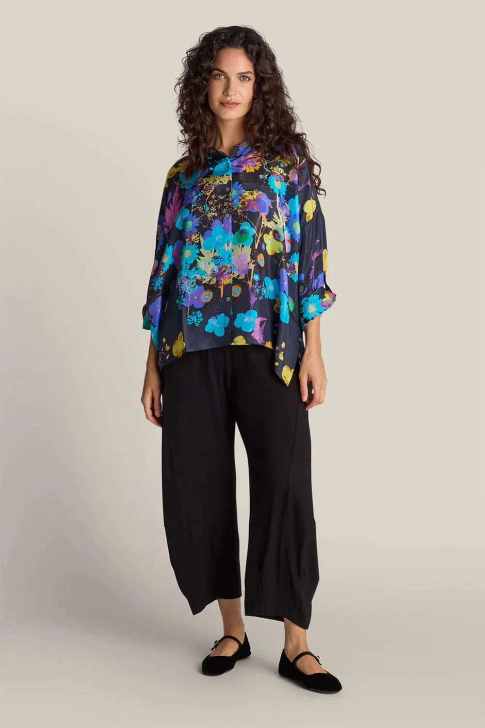 Blue Bouquet Silk Shirt