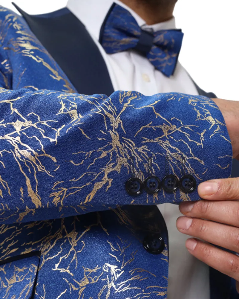 Blue Exclusive Lightning Bolt Print Blazers