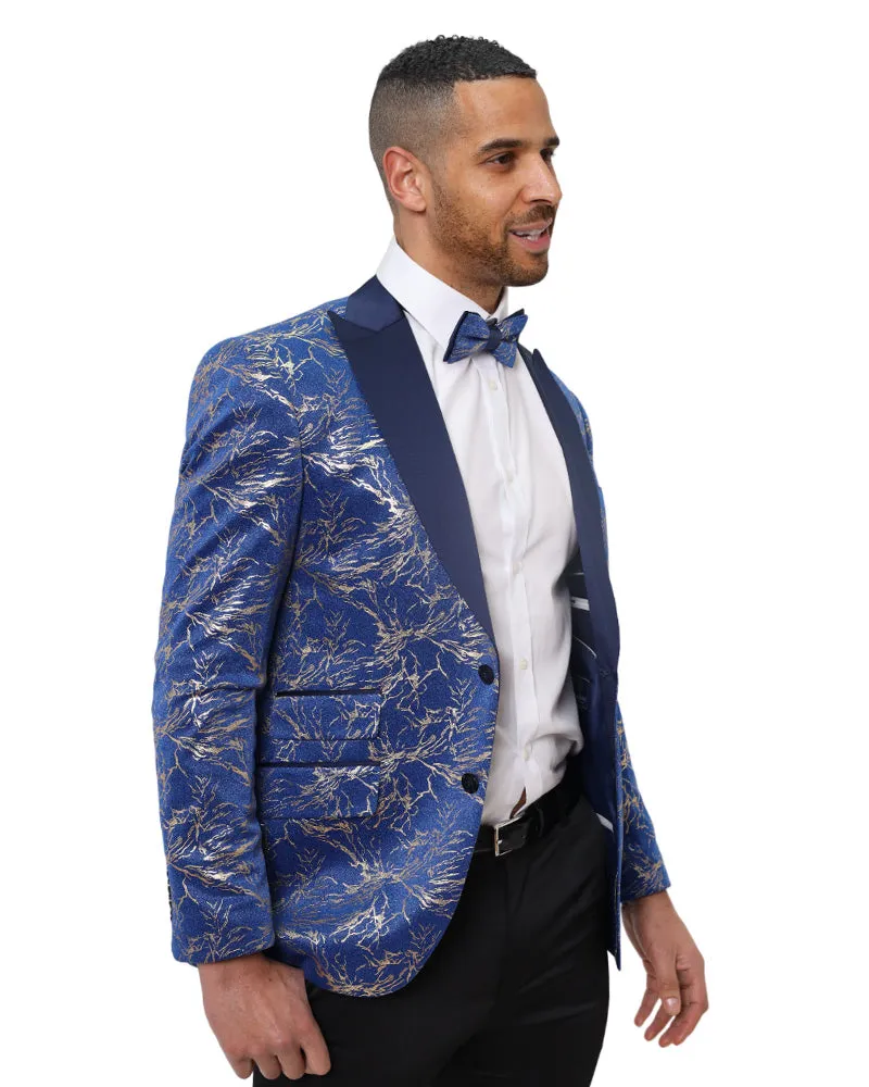 Blue Exclusive Lightning Bolt Print Blazers