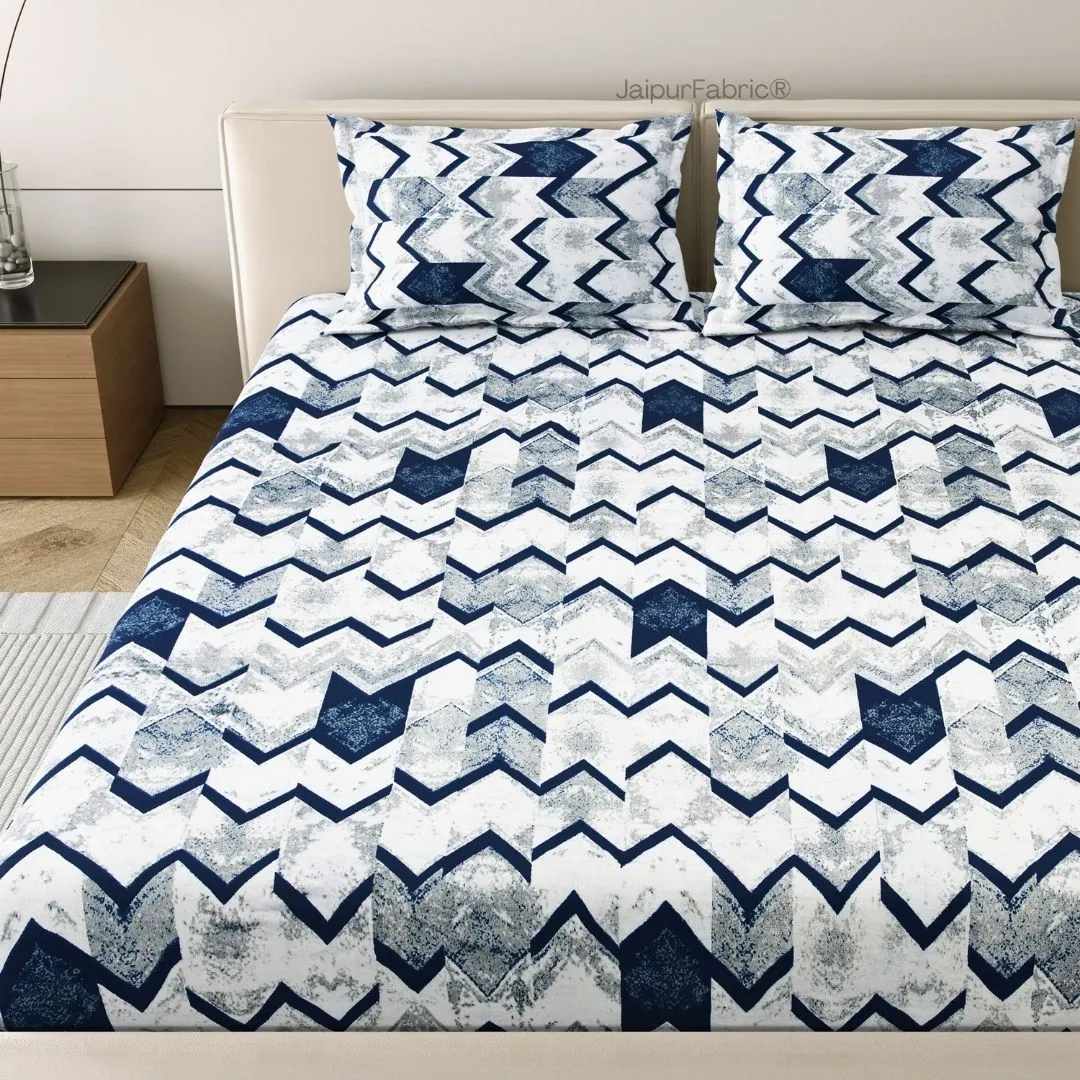 Bold Blue Zigzag Winter Comfort Woolen Double Bedsheet