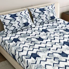 Bold Blue Zigzag Winter Comfort Woolen Double Bedsheet