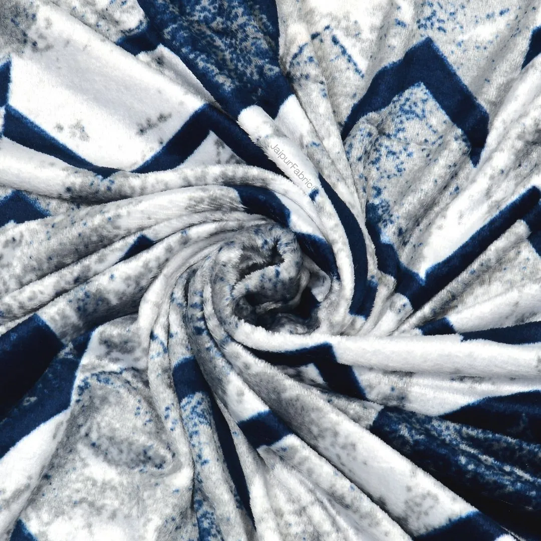 Bold Blue Zigzag Winter Comfort Woolen Double Bedsheet