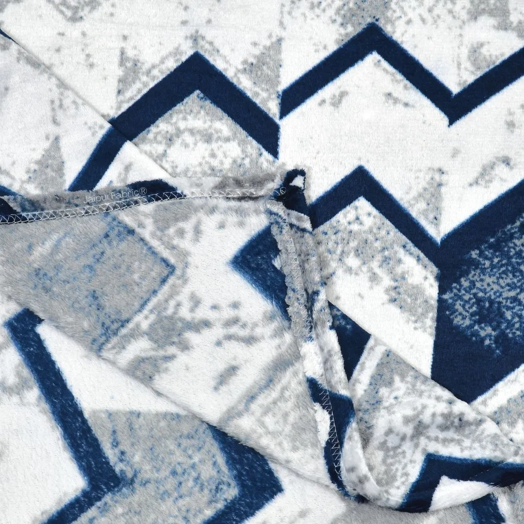 Bold Blue Zigzag Winter Comfort Woolen Double Bedsheet