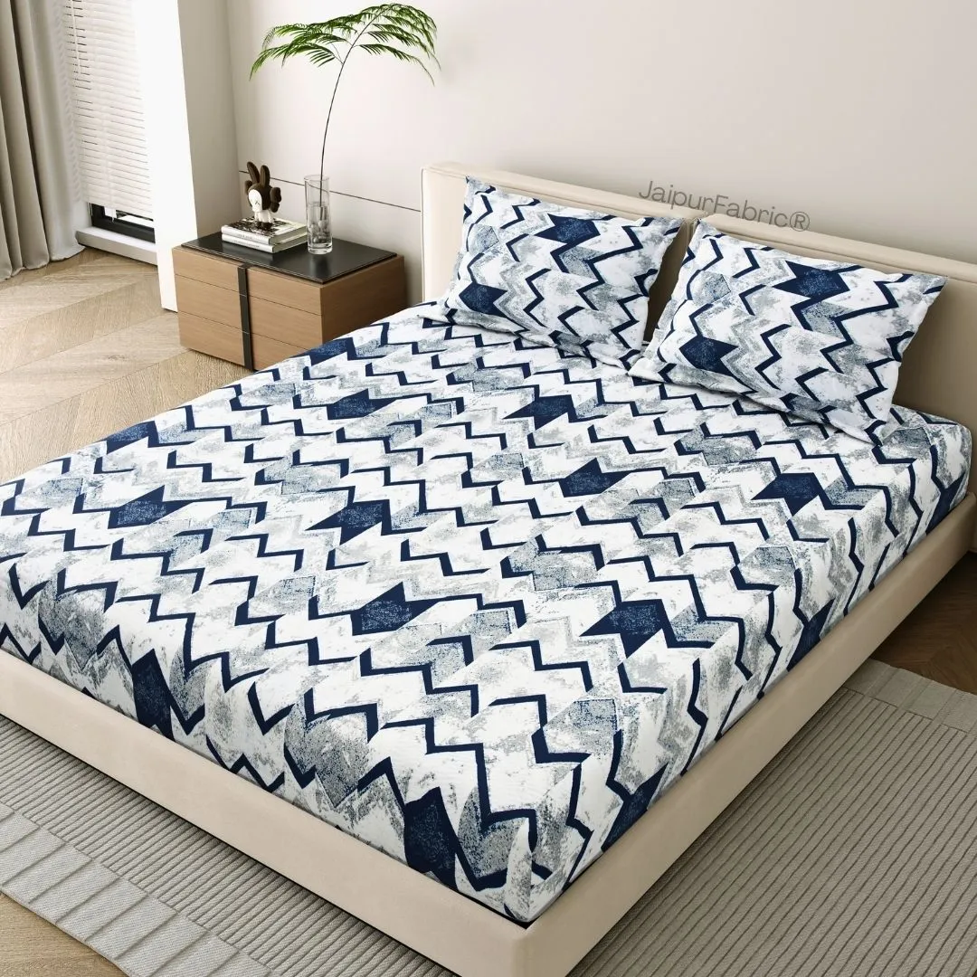 Bold Blue Zigzag Winter Comfort Woolen Double Bedsheet
