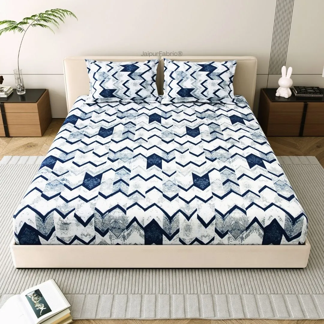 Bold Blue Zigzag Winter Comfort Woolen Double Bedsheet