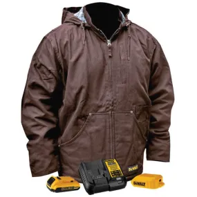 DEWALT Heated Heavy Duty Work Coat Tobacco With Battery & Charger