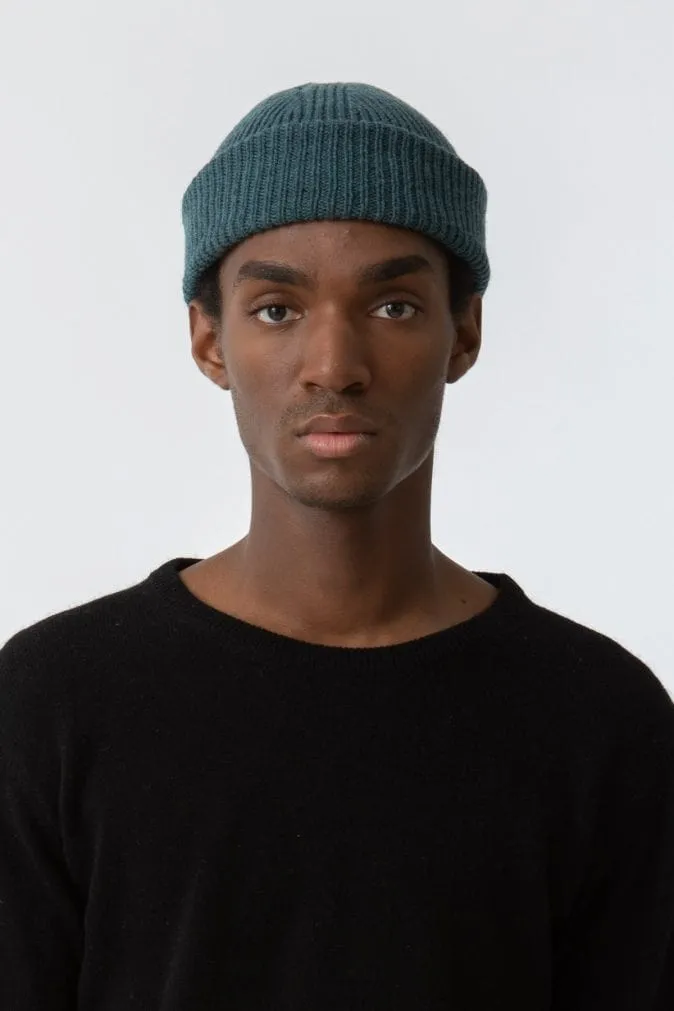 Dinadi Merino Handknit Rib Hat Dragonfly Green