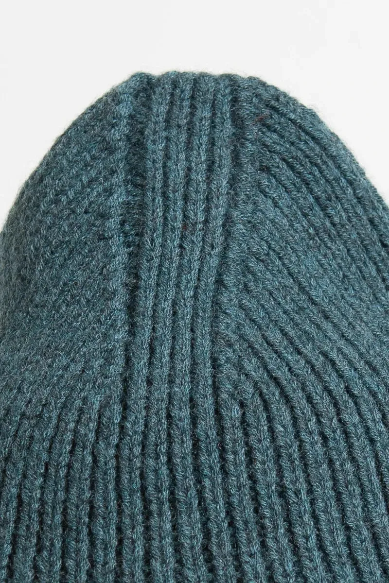 Dinadi Merino Handknit Rib Hat Dragonfly Green