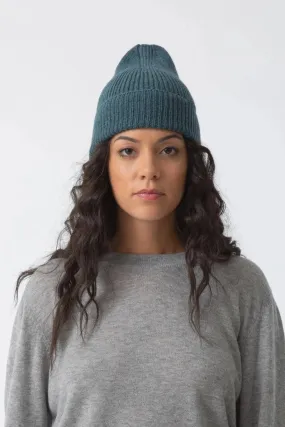 Dinadi Merino Handknit Rib Hat Dragonfly Green