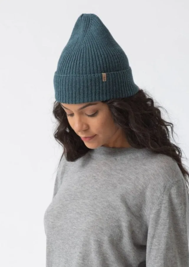 Dinadi Merino Handknit Rib Hat Dragonfly Green