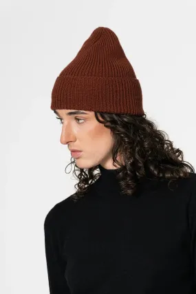 Dinadi Merino Handknit Rib Hat Rust Red