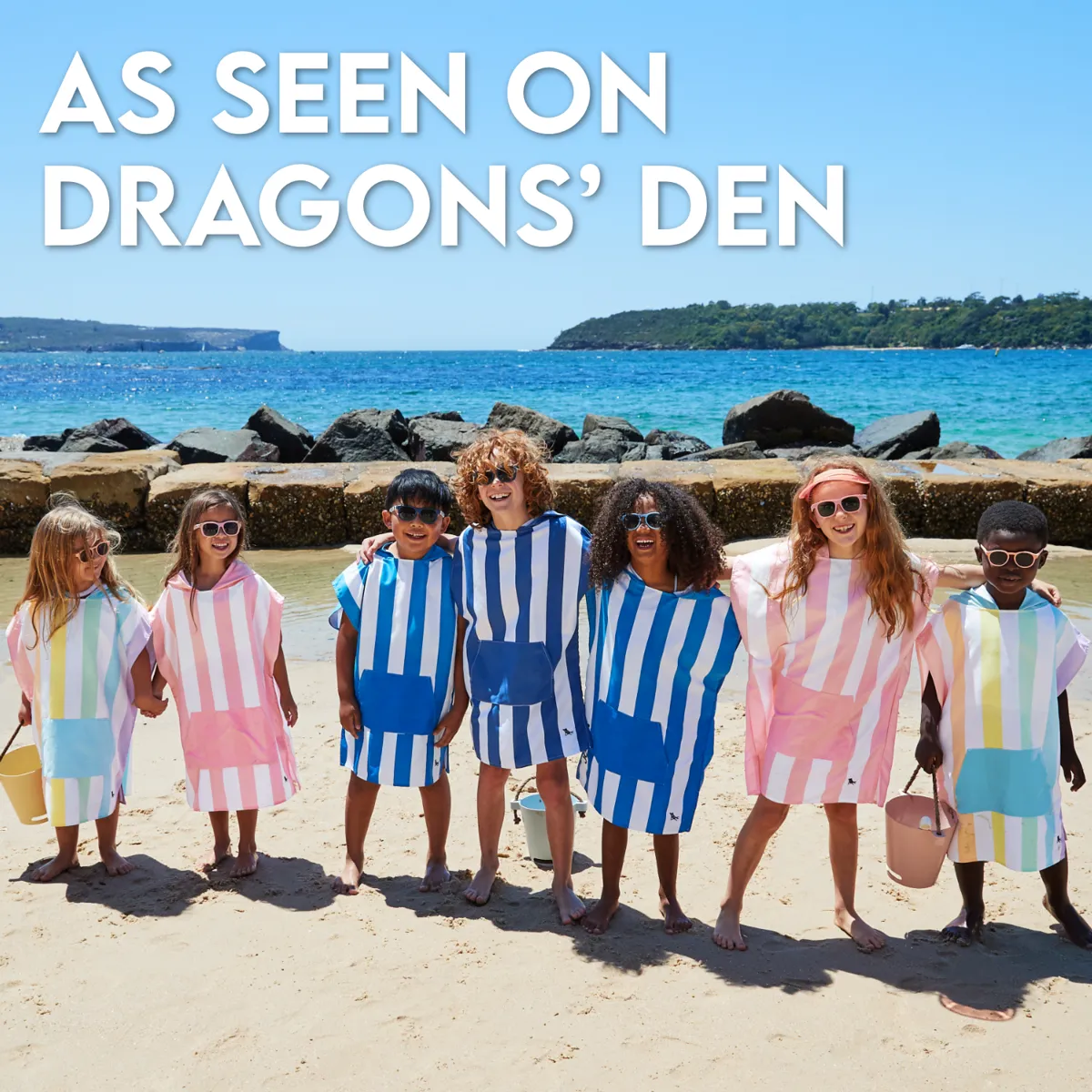 Dock & Bay Poncho Kids - Bondi Blue - Customized Embroidery Personalized for You