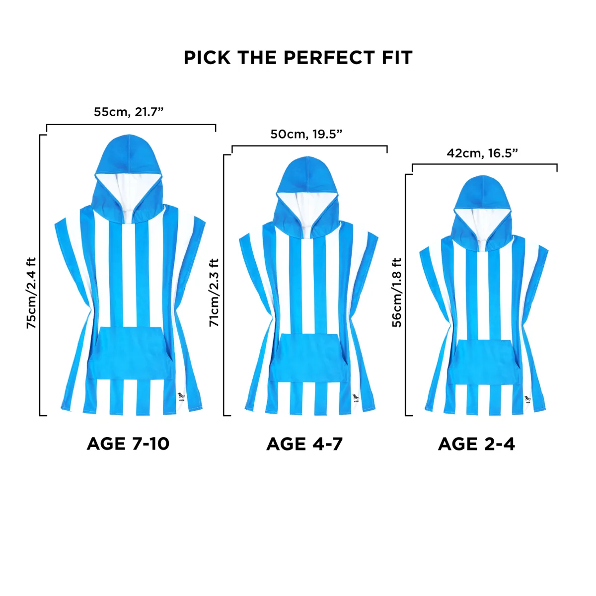 Dock & Bay Poncho Kids - Bondi Blue - Customized Embroidery Personalized for You