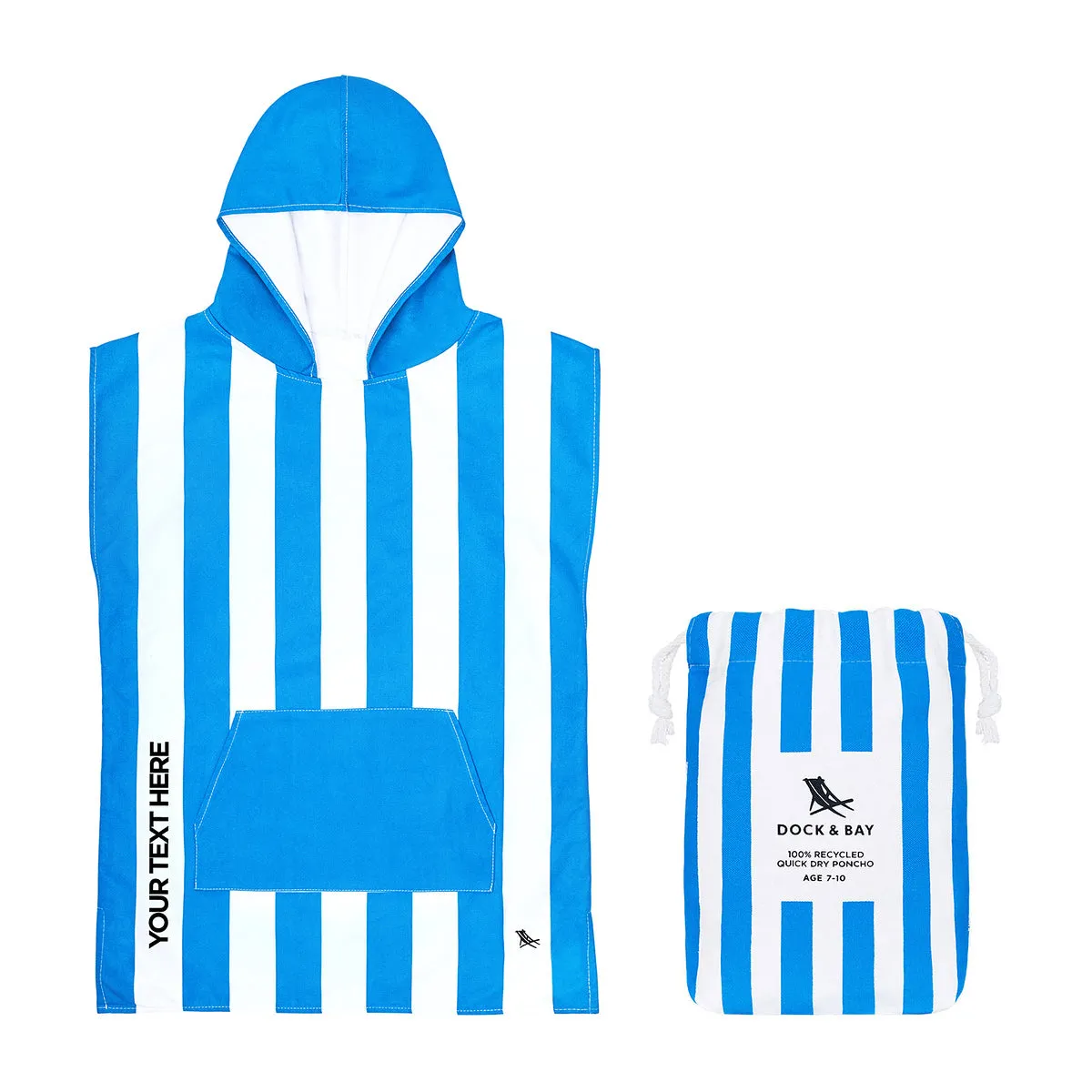 Dock & Bay Poncho Kids - Bondi Blue - Customized Embroidery Personalized for You