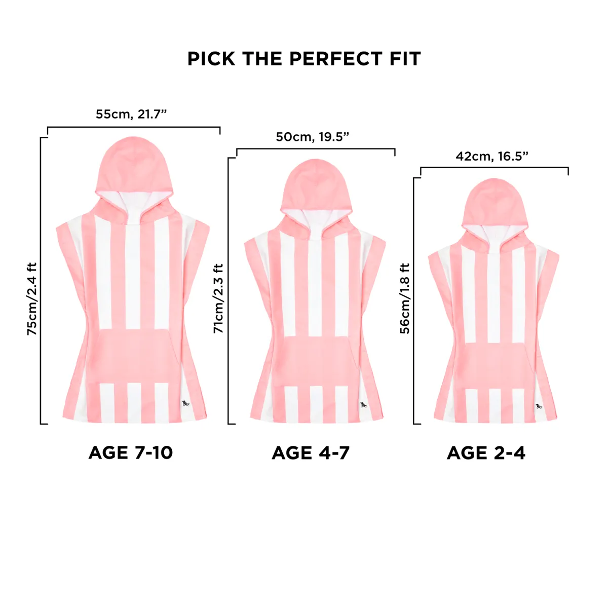Dock & Bay Poncho Kids - Malibu Pink - Customized Embroidery Personalized for You