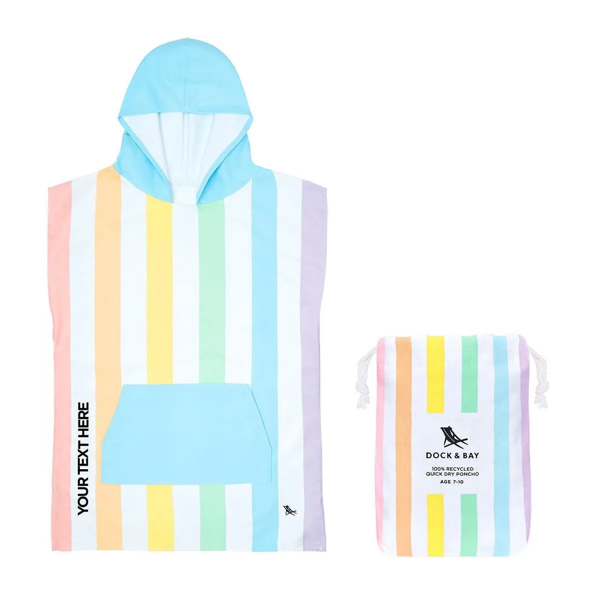 Dock & Bay Poncho Kids - Unicorn Waves - Customized Embroidery Personalized for You