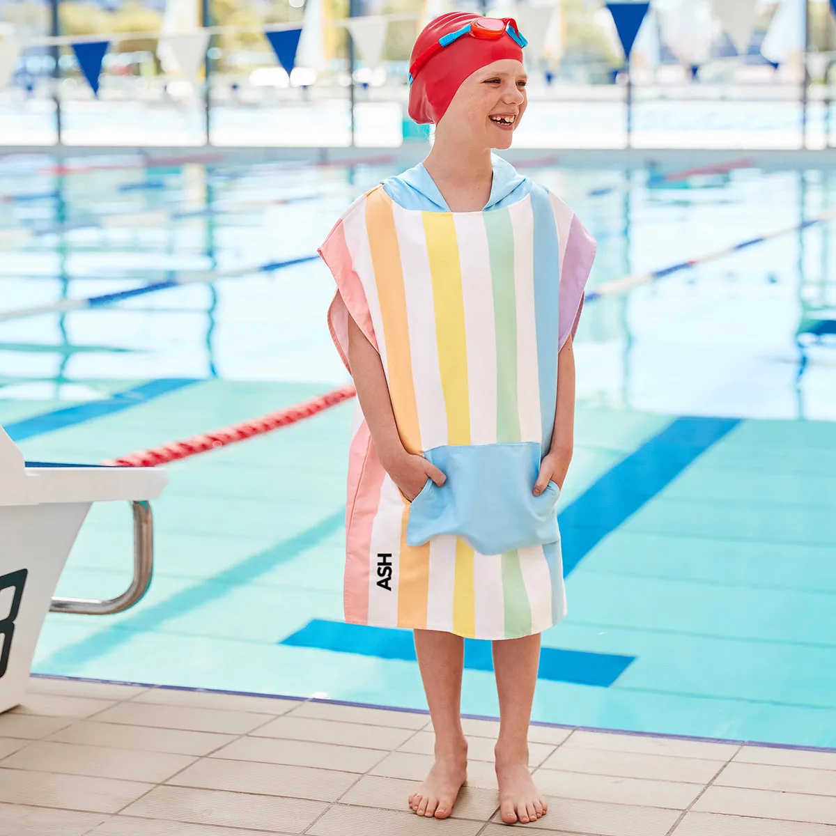 Dock & Bay Poncho Kids - Unicorn Waves - Customized Embroidery Personalized for You