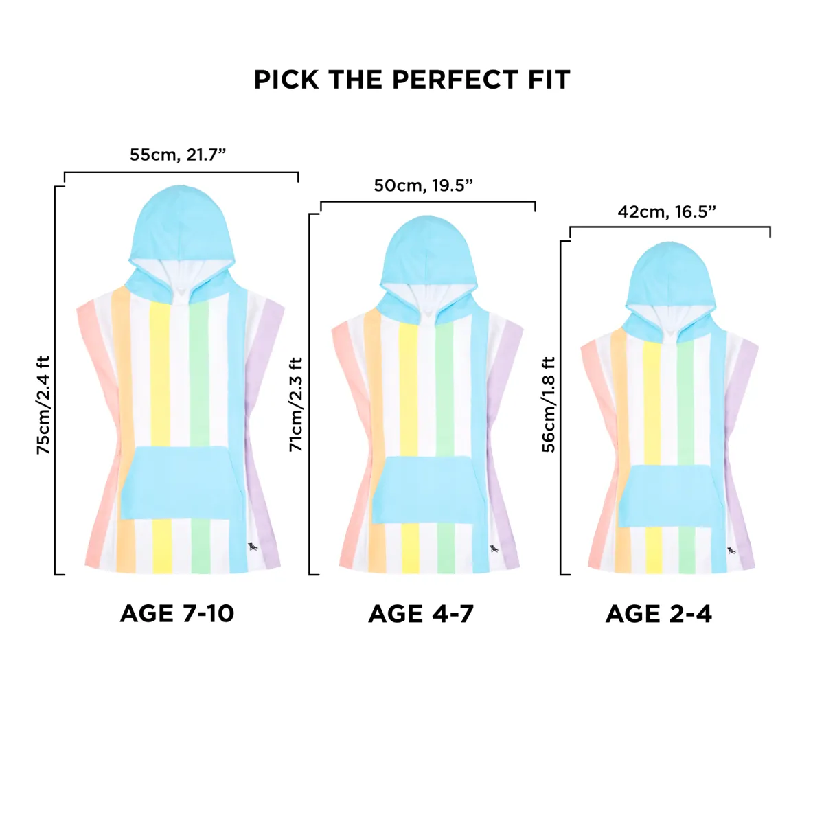 Dock & Bay Poncho Kids - Unicorn Waves - Customized Embroidery Personalized for You