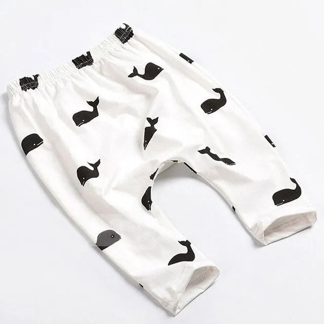 Fashion Baby Kids Children Cartoon Whale 100% Cotton Pants Trousers Leggings