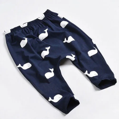Fashion Baby Kids Children Cartoon Whale 100% Cotton Pants Trousers Leggings