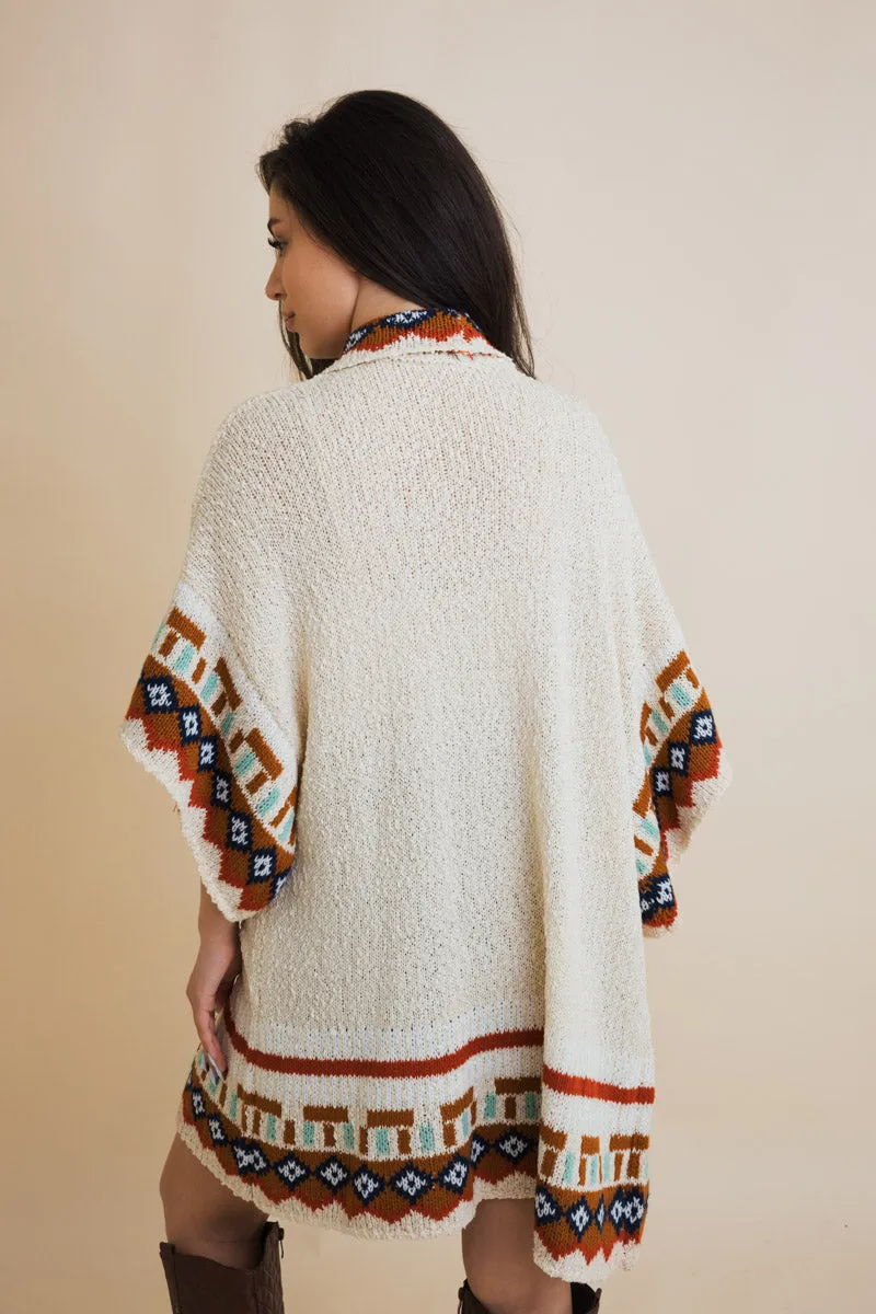 Kachina Style Tapestry Knit Ruana