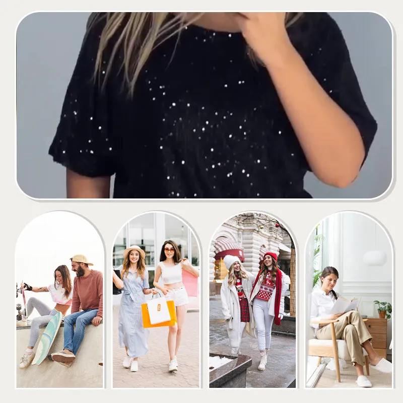 New Hot SellingWomen's Sequin Crewneck Top & Loose Trousers