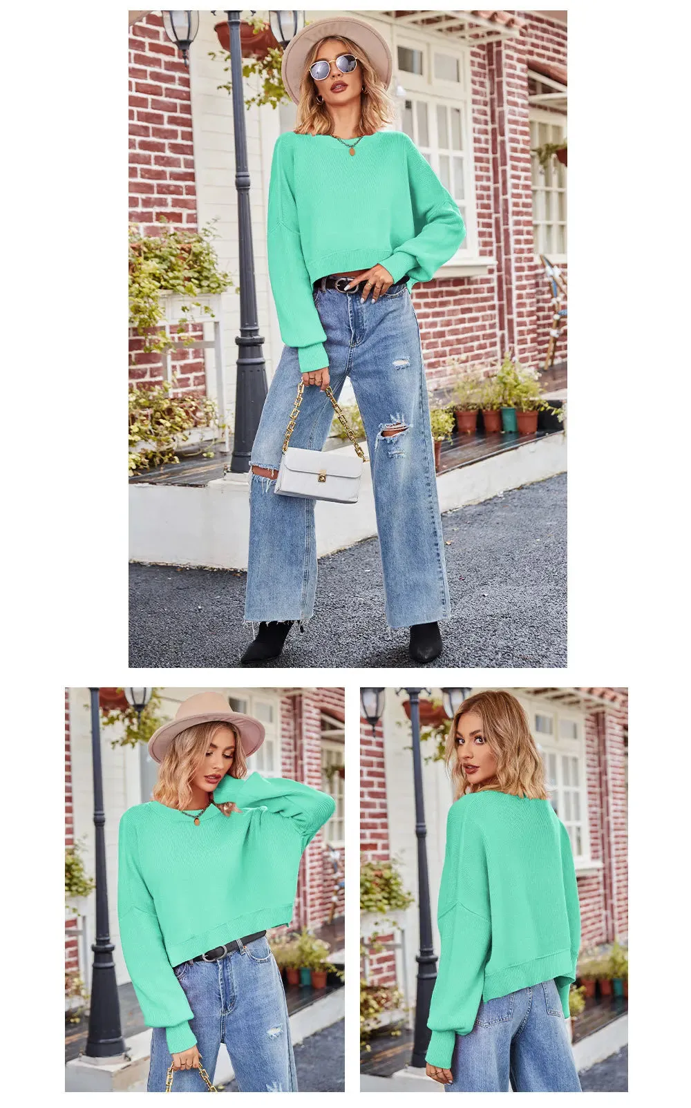 Oversized Trendy Women's Knit Top Sweater