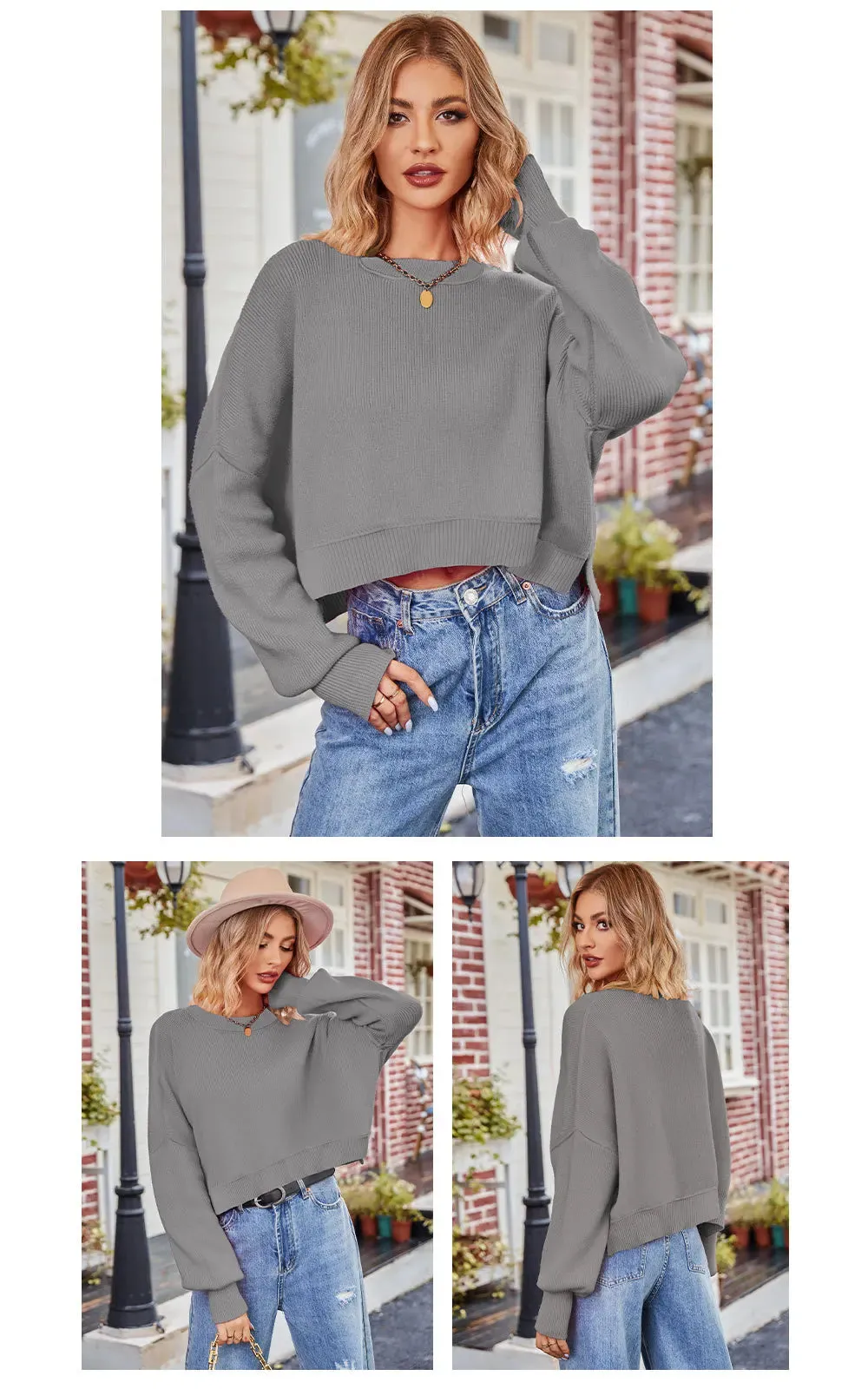 Oversized Trendy Women's Knit Top Sweater
