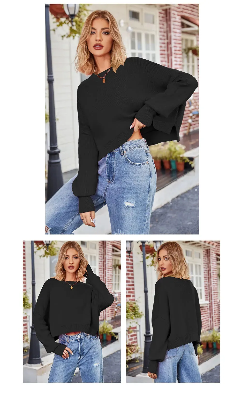 Oversized Trendy Women's Knit Top Sweater