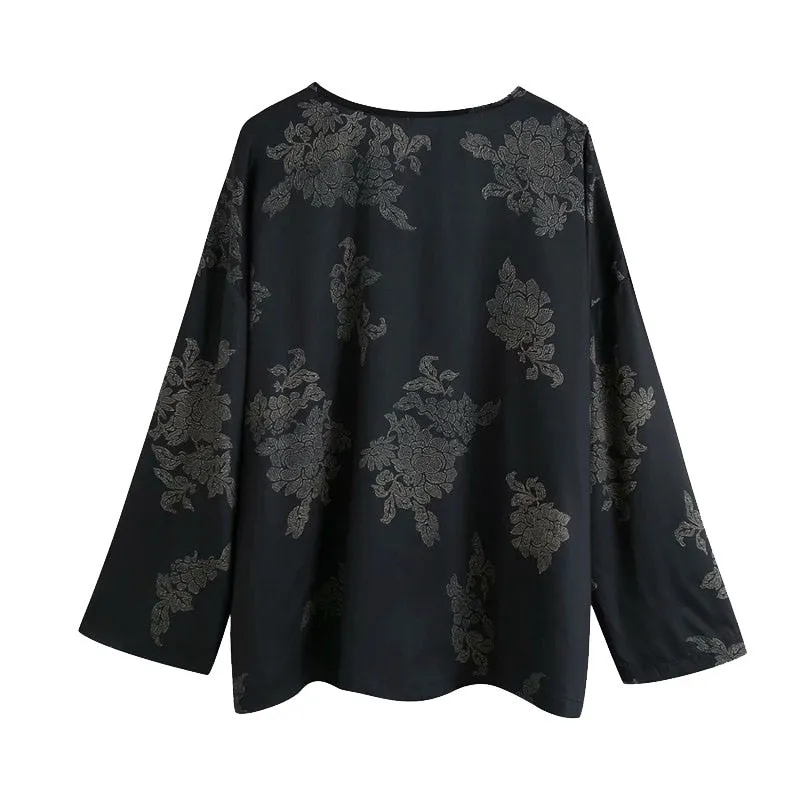 PRINT BLOUSE WITH SIDE VENTS