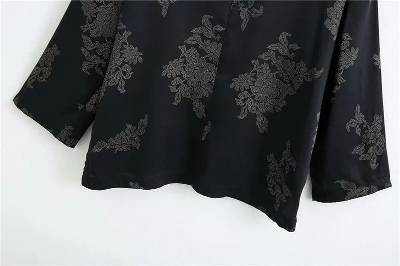 PRINT BLOUSE WITH SIDE VENTS