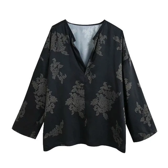 PRINT BLOUSE WITH SIDE VENTS
