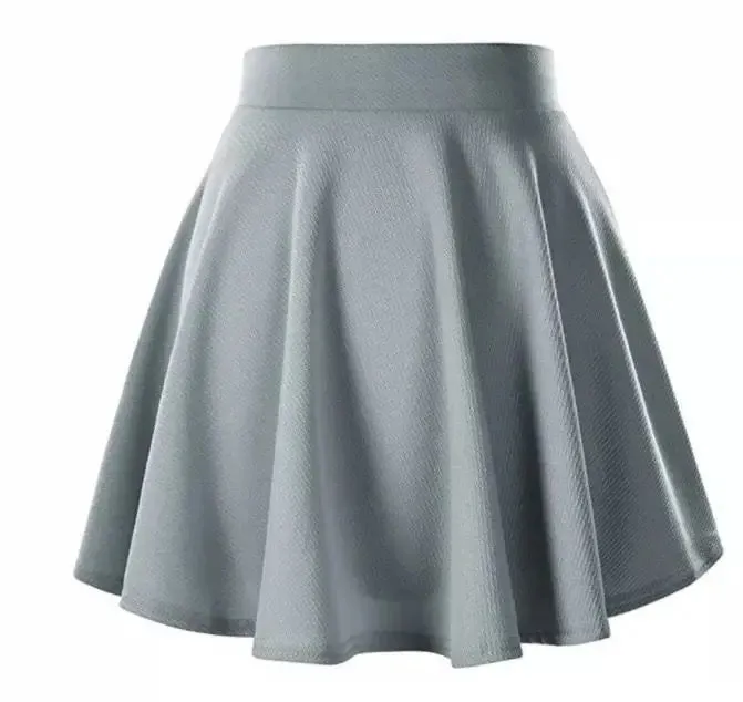 Summer Basic Skirts Women Shorts Mini Elastic Pleated Skirts High Waist Bubble Sun Skirts School Girl Uniform Lined Safety Pants