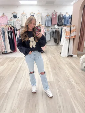 Teddy Love Navy Pullover