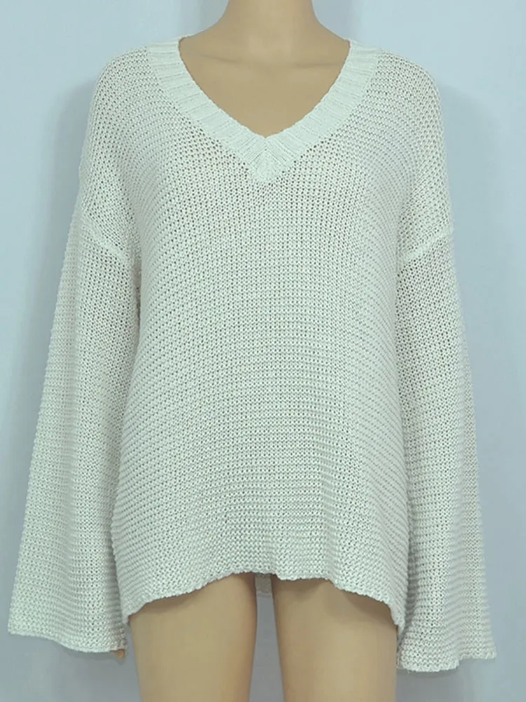 Trendy Loose Knitted Hollow Out Sweater
