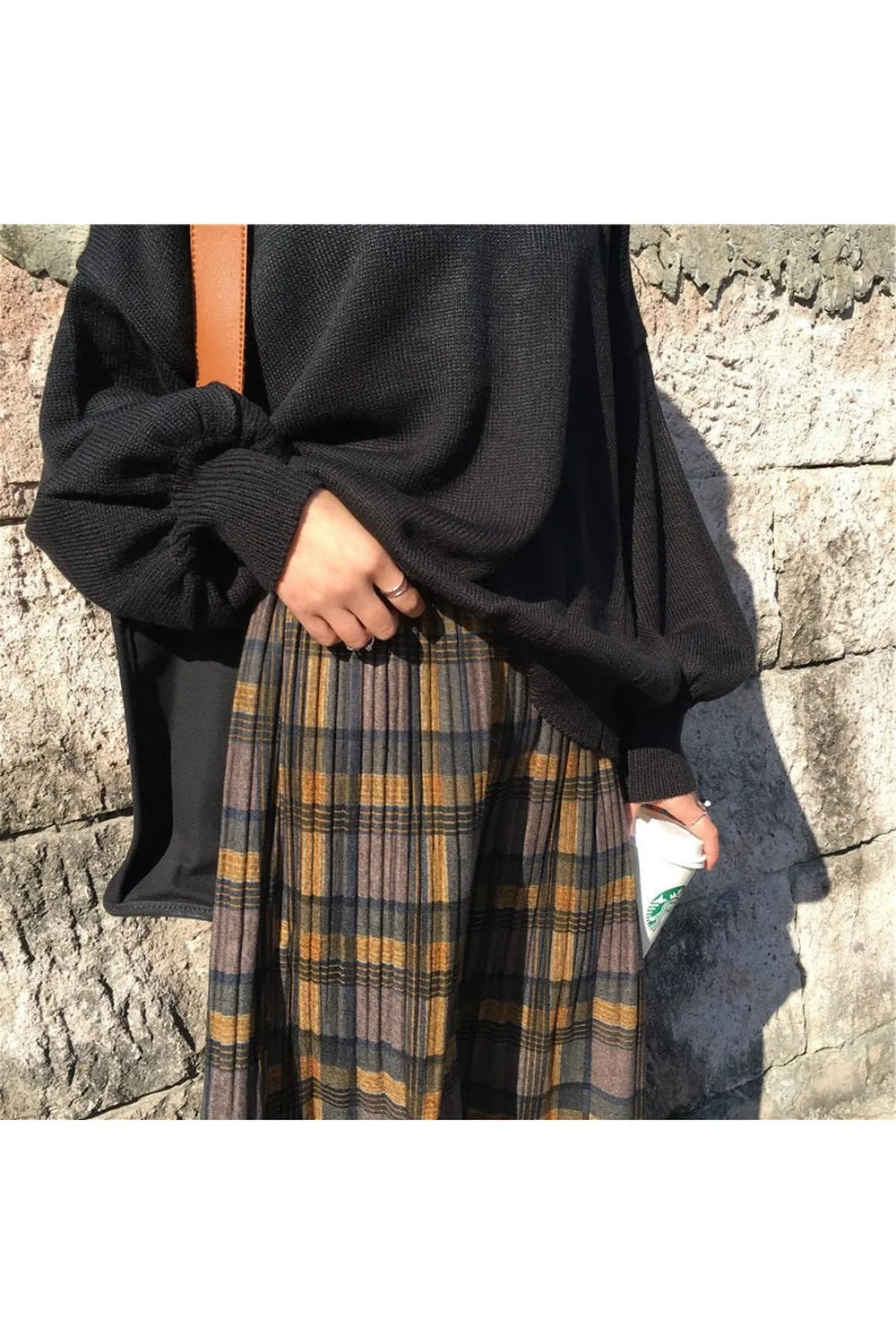 Woolen Vintage Winter Plus Plaid Skirt