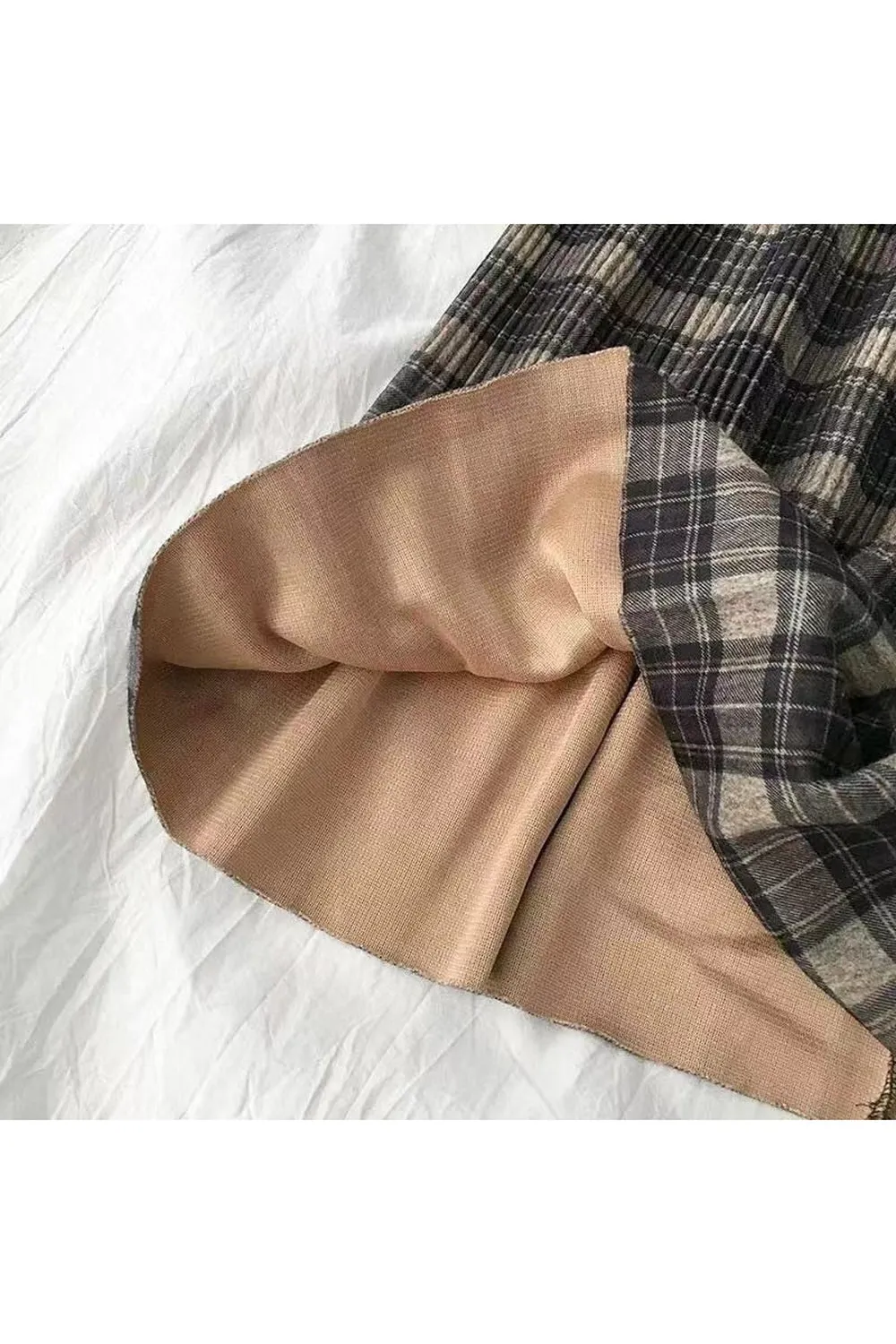 Woolen Vintage Winter Plus Plaid Skirt